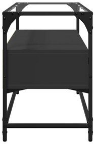 Mobile tv con piano in vetro nero 80x35x51 cm legno multistrato