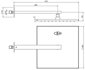 Treemme Q30 soffione doccia 30x30 a parete anticalcare cromo