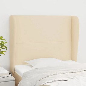 Testiera Ad Orecchio Crema 83x23x118/128 Cm İn Tessuto /