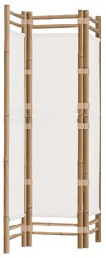 Divisorio ambienti 3 pannelli pieghevole 120 cm bambù e tela