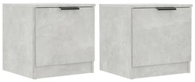 Comodini 2 pz grigio cemento 40x39x40 cm