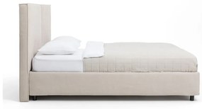 Letto matrimoniale imbottito beige con contenitore, materasso e rete inclusi 180x200 cm Myra Bold – Bonami Selection