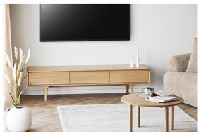 Tavolino da salotto rotondo di colore naturale in rovere massiccio ø 70 cm Jena – House Nordic