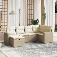 Set Divano da Giardino 6 pz con Cuscini Beige in Polyrattan 3263484