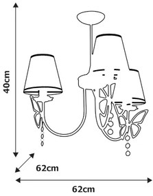Lampadario per bambini a sospensione con supporto rigido CHARLOTTE 3xE14/40W/230V