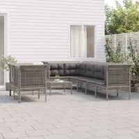 Set Divani da Giardino 9 pz con Cuscini in Polyrattan Grigio 3187543