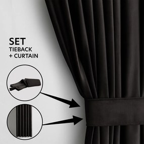 Tenda parzialmente oscurante nera in velluto 140x245 cm Eyelets – Restilo