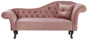 Chaise longue per lato destro in velluto rosa LATTES Beliani
