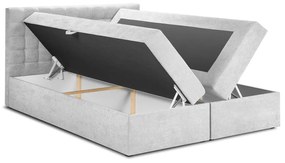 Letto boxspring grigio chiaro con contenitore 200x200 cm Jade - Mazzini Beds