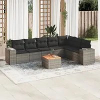 Set Divano da Giardino 8 pz con Cuscini Grigio in Polyrattancod mxl 111771