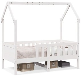 Giroletto Casetta Bambini Bianco 70x140 Cm Legno Massello Pino /