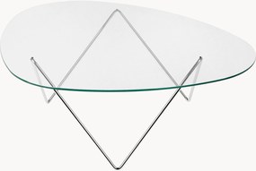 Tavolino ovale da salotto con piano in vetro Pedrera