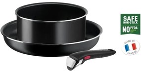 Tefal - Set 3 pezzi pentole INGENIO EASY COOK & CLEAN NERO