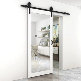 Porta scorrevole Mirror in mdf bianco, L 96 x H 215 cm, con binario Rodeo Reversibile