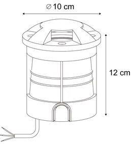 Faretto da terra moderno nero GU10 50mm effetto 4 luci IP65 - Cellar