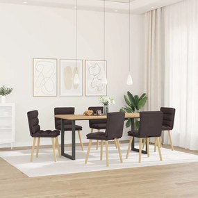 Sedie Da Pranzo 6 Pz Marrone Scuro İn Tessuto /