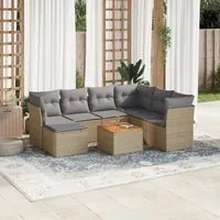 Set Divano da Giardino 8 pz con Cuscini Beige Misto Polyrattan 3256094