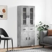 Credenza Grigio Cemento 69,5x34x180 cm in Legno Multistrato 3198549