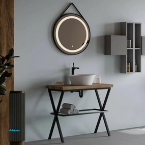 Mobile Bagno Da Terra "New Karma Plus" Da 80 Cm Composto Da Un Top Finitura Rovere Naturale