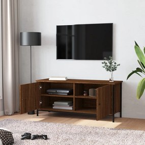 Mobile tv con ante rovere marrone 102x35x45cm legno multistrato