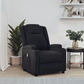 Poltrona Reclinabile Elettrica Nera İn Similpelle /
