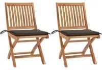 Sedie da Giardino 2 pz con Cuscini Talpa in Massello di Teak cod mxl 74942