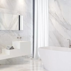 Piastrella da pavimento e rivestimento interno 100 x 100 cm Sp. 5.6 mm rettificato Calacatta in gres porcellanato lucido bianco venato grigio/beage traffico medio forte (pei 3/5)