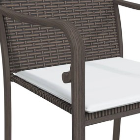 Set Pranzo da Giardino 9 pz con Cuscini in Polyrattan e Acciaio