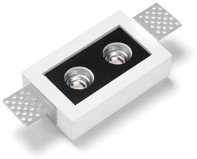 Faretto da incasso con fonte luminosa LED integrato Samo rettangolare bianco, verniciabile foro incasso 14 cm luce bianco