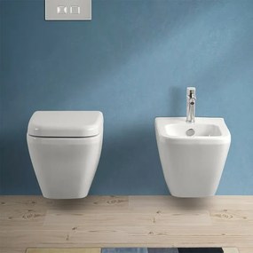 Wc sospeso senza brida Rimless in ceramica bianco lucida Square