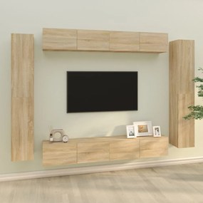 Set Mobili Porta Tv 8pz Rovere Sonoma İn Legno Multistrato /