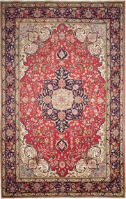 Tabriz Tappeto 200x310 Blu (Iran) Annodato A Mano