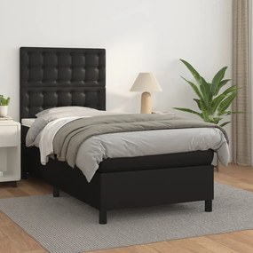 Giroletto A Molle Con Materasso Nero 90x200 Cm İn Similpelle /