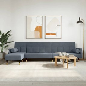 Divano Letto A L Grigio Scuro 271x140x70 Cm İn Velluto /