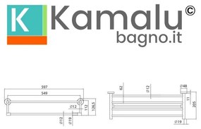 Kamalu - portsalviette a barre 60cm in acciaio inox finitura oro | art-r