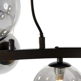 Lampadario Art Déco nero con vetro fumé 12 luci - DAVID