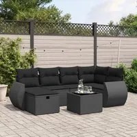 Set Divani da Giardino con Cuscini 7pz Nero Polyrattan 3264111