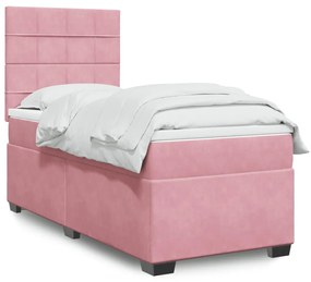 Giroletto A Molle Con Materasso Rosa 100x200 Cm İn Velluto /