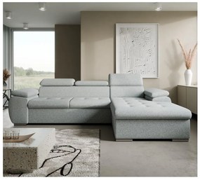 Divano angolare letto a L con vano contenitore PADUA grigio angolo destro