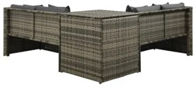 Set Divani da Giardino 4 pz con Cuscini in Polyrattan Grigio