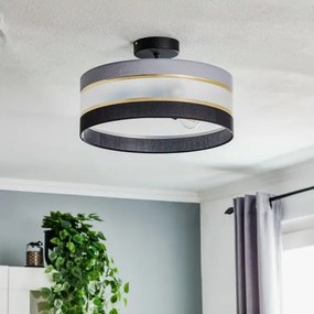 Lampadario a sospensione con supporto rigido HELEN 3xE27/15W/230V nero/grigio/oro