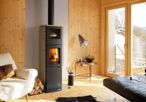 Palazzetti Eva S Stufa A Legna Con Forno ad aria 8kw rivestimento Ceramica Caffellatte