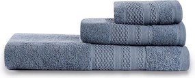 Set di asciugamani per viso e corpo tipo terry blu in cotone 3 pz Piramit – Foutastic