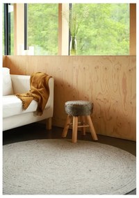 Tappeto grigio in misto lana e cotone fatto a mano, ø 140 cm Neethu - Nattiot