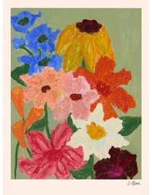 Poster 50x70 cm Flowers on Sage Green – Carla Llanos – The Poster Club