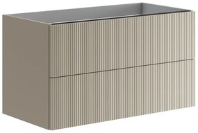 Mobile da bagno sospeso sotto lavabo L 89.5 x H 50 x P 45.5 cm beige laccato opaco, 2 cassetti VISOBATH Opera