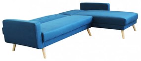 Divano con Penisola Letto BLU MELANGE struttura in metallo e legno