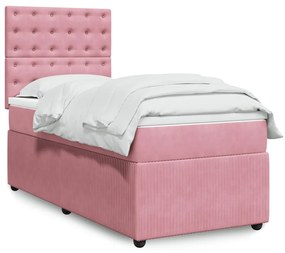 Giroletto A Molle Con Materasso Rosa 100x200 Cm İn Velluto /