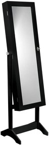 Portagioie nero con specchio 41,5 x 36,5 x 147 cm