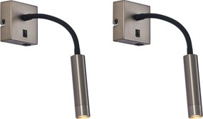 Set di 2 Applique Moderne Color Canna di Fucile con USB-C - Gosna